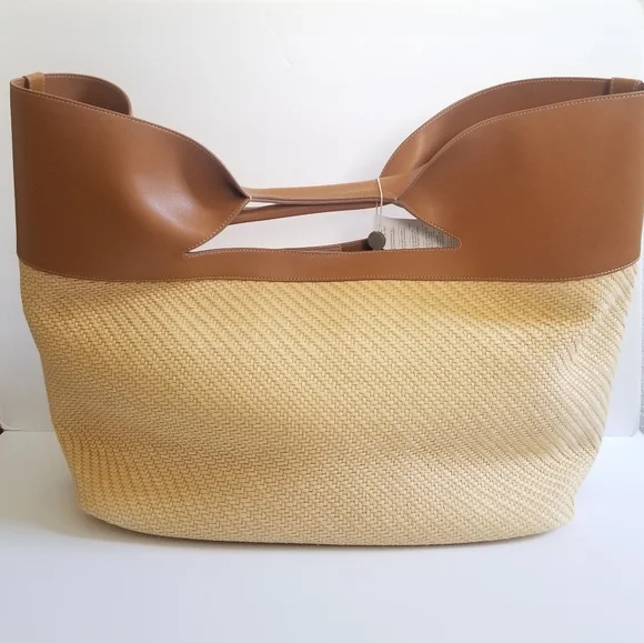 NWT - Alexander McQueen Large Leather Raffia Bow Bag Natural Tan - Picture 8 of 16